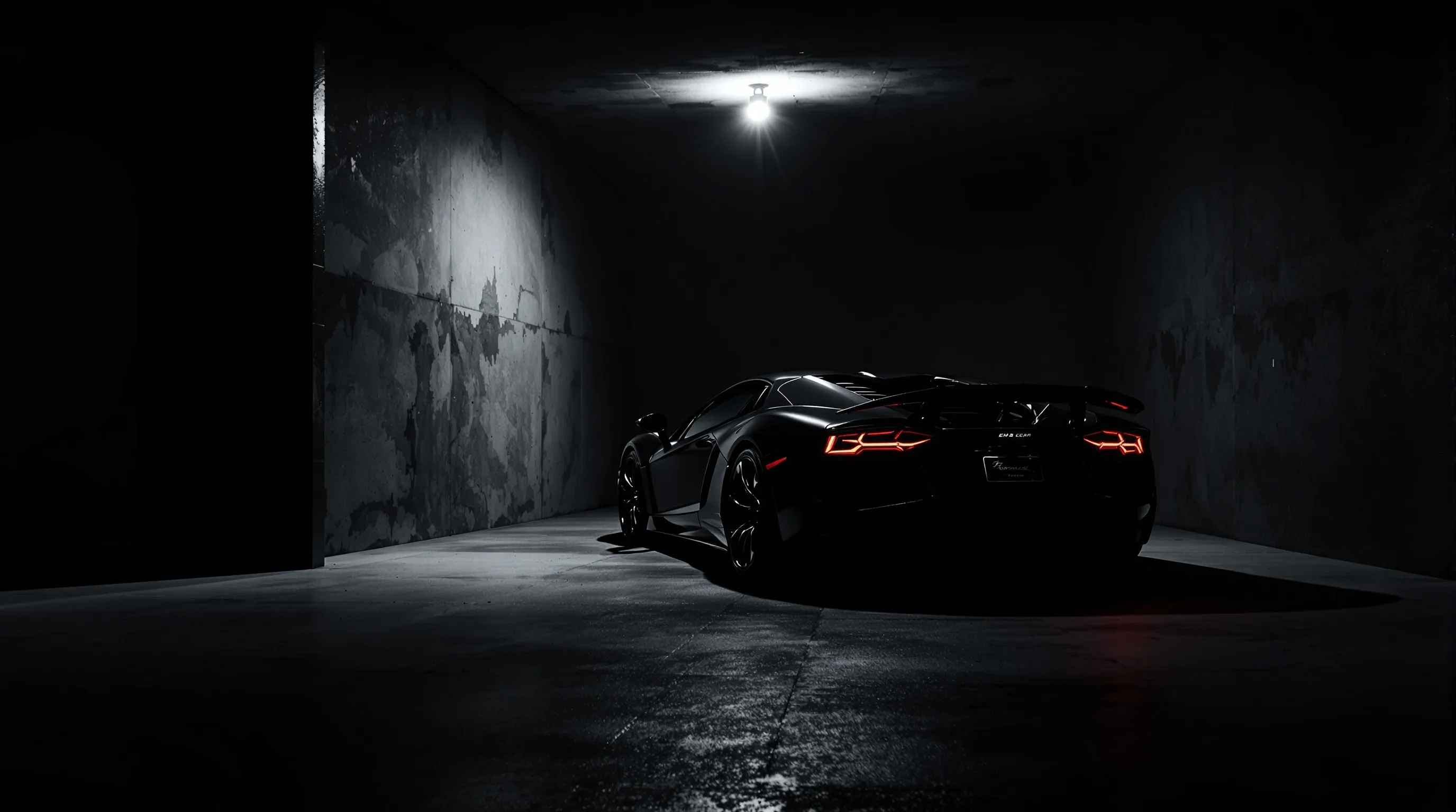 Exclusive dark corridor with red accent lighting